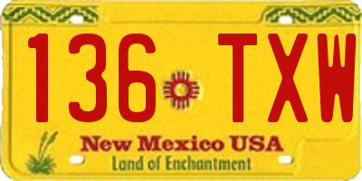 NM license plate 136TXW