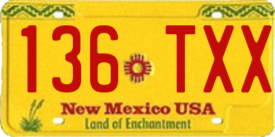 NM license plate 136TXX