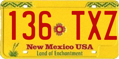 NM license plate 136TXZ