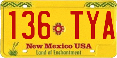 NM license plate 136TYA