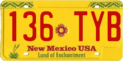 NM license plate 136TYB