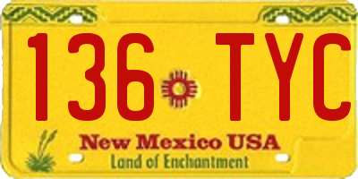 NM license plate 136TYC