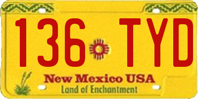 NM license plate 136TYD