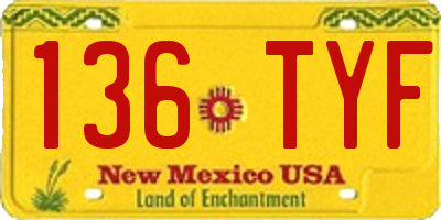 NM license plate 136TYF