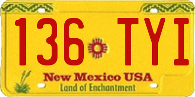 NM license plate 136TYI
