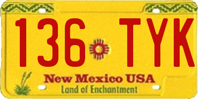 NM license plate 136TYK