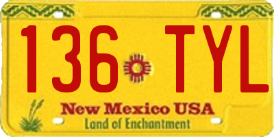NM license plate 136TYL