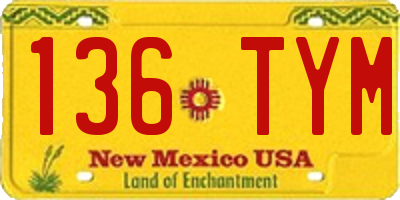 NM license plate 136TYM