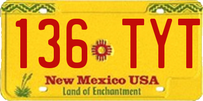 NM license plate 136TYT