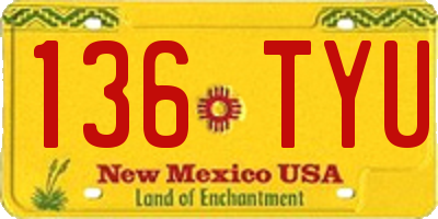 NM license plate 136TYU