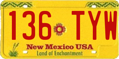 NM license plate 136TYW