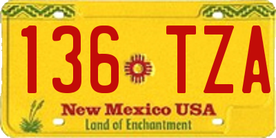 NM license plate 136TZA