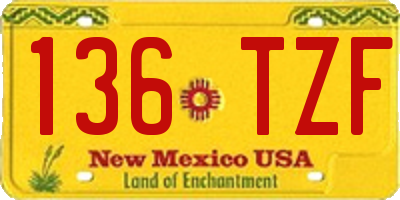 NM license plate 136TZF
