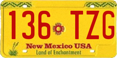 NM license plate 136TZG