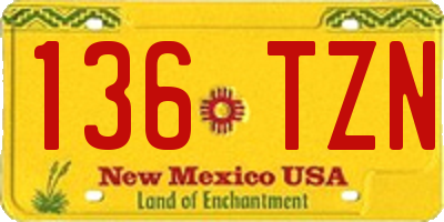 NM license plate 136TZN