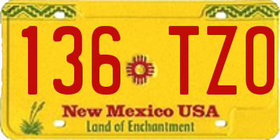 NM license plate 136TZO