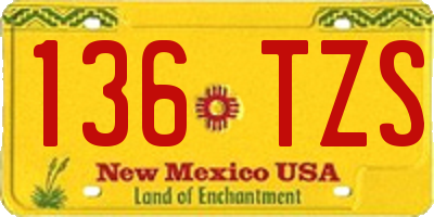 NM license plate 136TZS