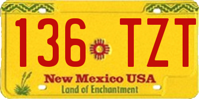 NM license plate 136TZT