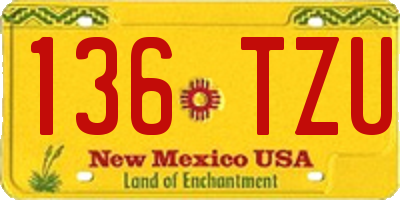 NM license plate 136TZU