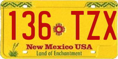 NM license plate 136TZX