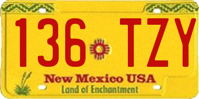 NM license plate 136TZY