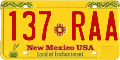 NM license plate 137RAA