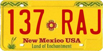 NM license plate 137RAJ