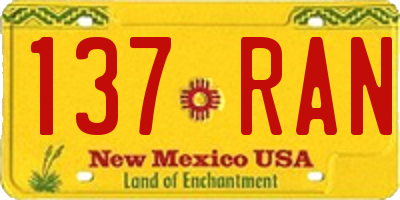 NM license plate 137RAN