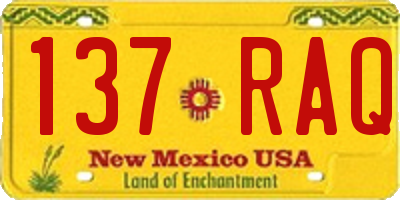 NM license plate 137RAQ