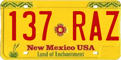 NM license plate 137RAZ