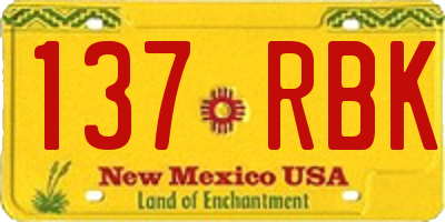 NM license plate 137RBK