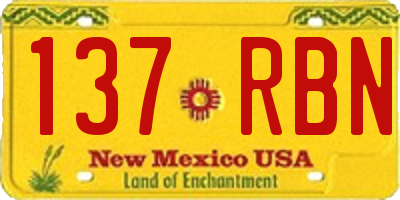 NM license plate 137RBN