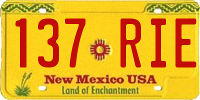 NM license plate 137RIE