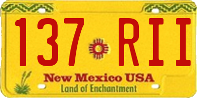 NM license plate 137RII