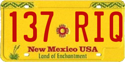 NM license plate 137RIQ