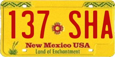NM license plate 137SHA