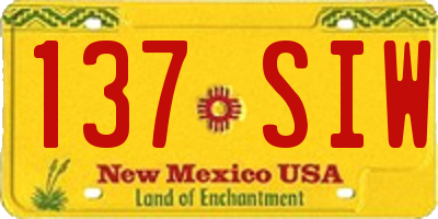 NM license plate 137SIW