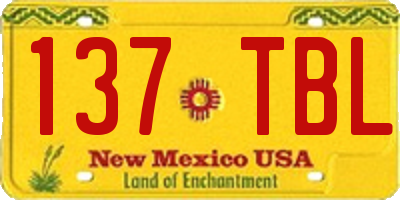 NM license plate 137TBL
