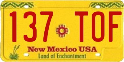 NM license plate 137TOF