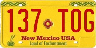 NM license plate 137TOG