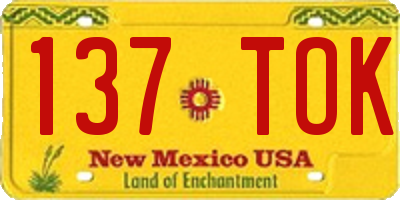 NM license plate 137TOK