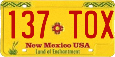 NM license plate 137TOX