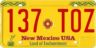 NM license plate 137TOZ