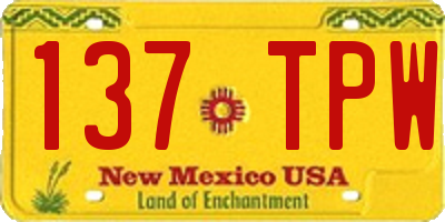 NM license plate 137TPW