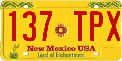 NM license plate 137TPX