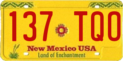 NM license plate 137TQO