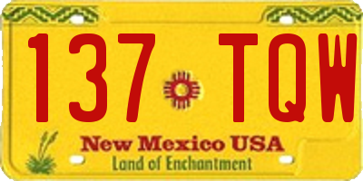 NM license plate 137TQW
