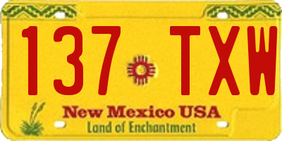 NM license plate 137TXW