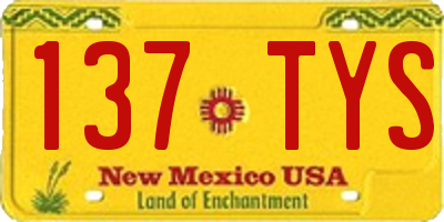 NM license plate 137TYS