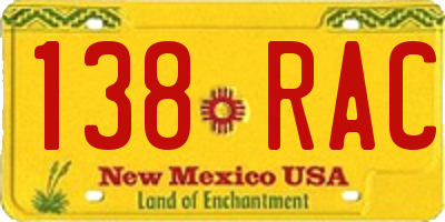 NM license plate 138RAC